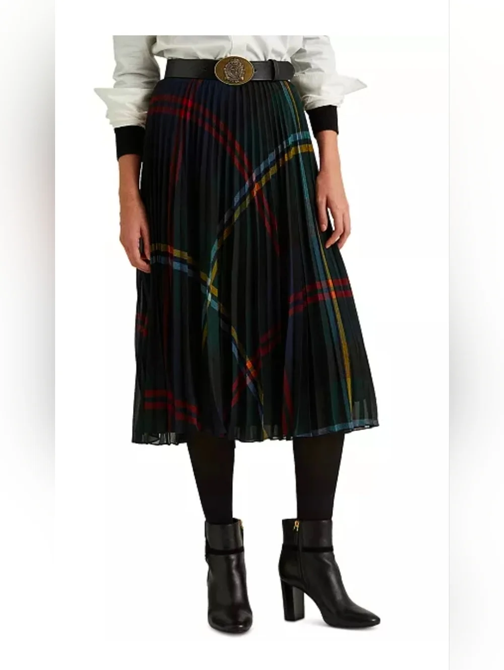Ralph Lauren Pleated Plaid Midi Skirt - Picture 8 of 8